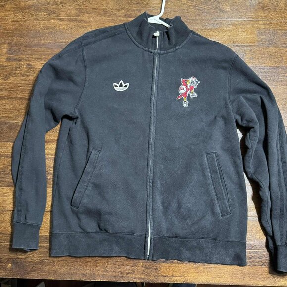 Vintage Adidas Louisville Cardinals Pullover Zip Black Jacket Embroidered Size L - Picture 1 of 16